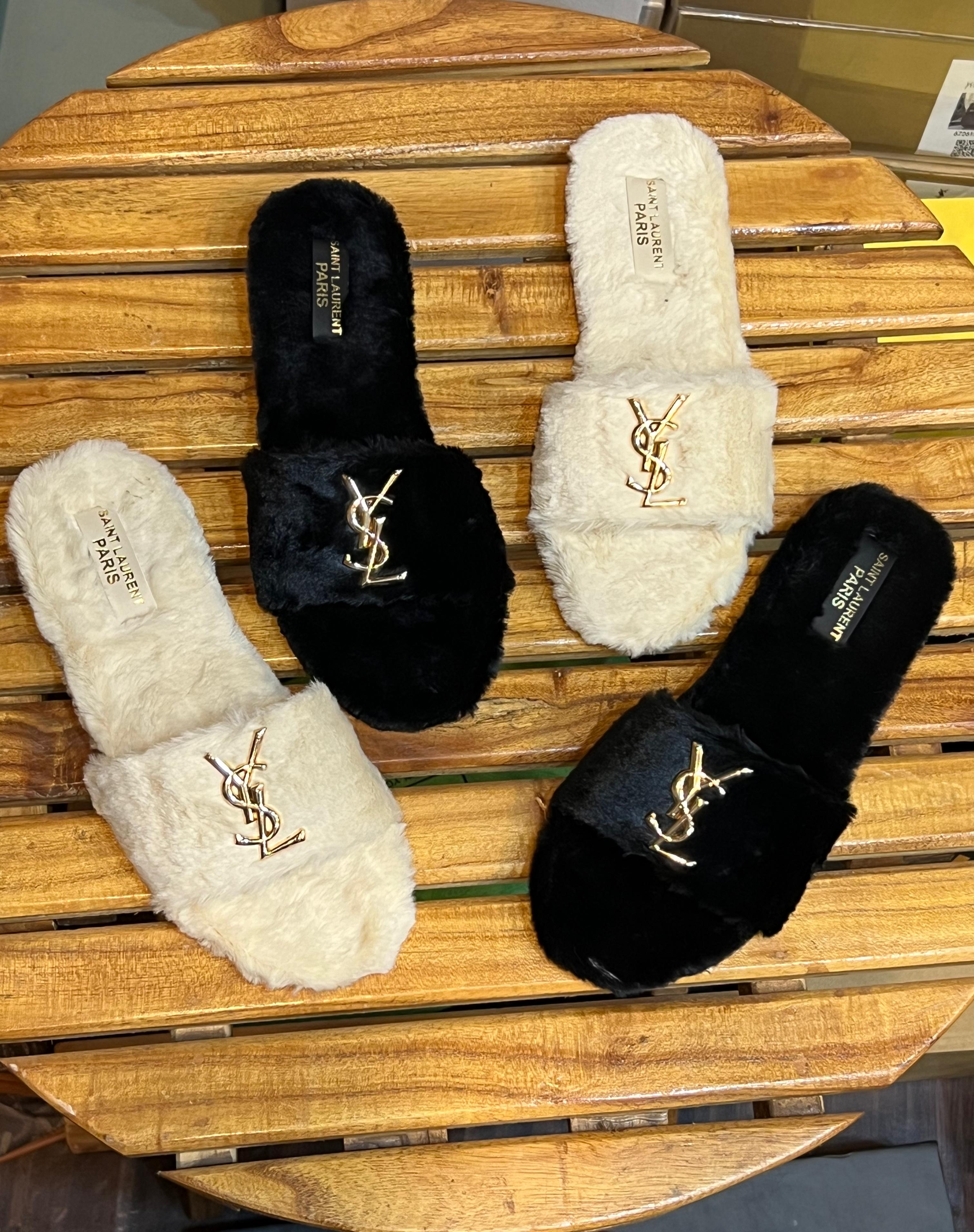 Furred YSL Flipflops