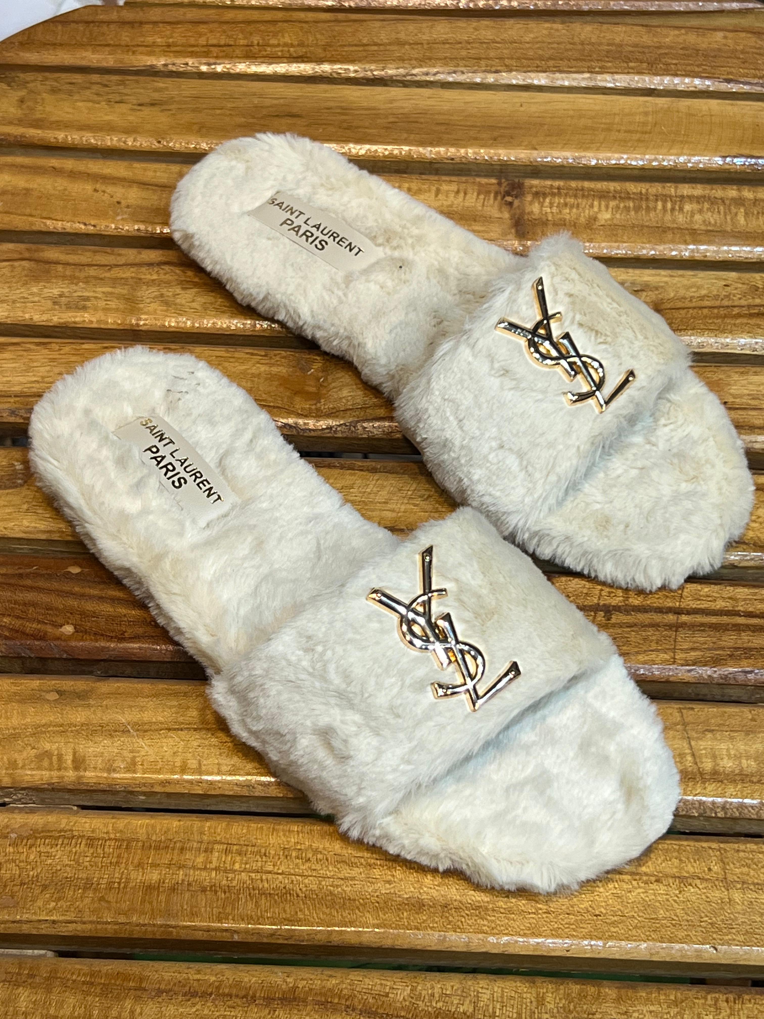 Furred YSL Flipflops